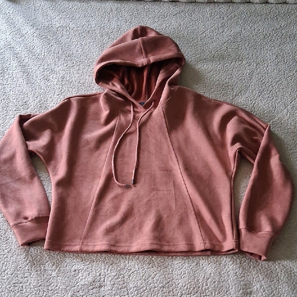 Tahari Pink Cropped Long Sleeve Hoodie XS